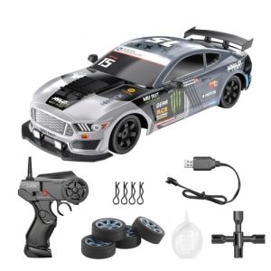 Racent 1:16 RC Drift Autó Brushed – Ford Mustang Szürke (4WD, LED Fények, Vizes Spray)