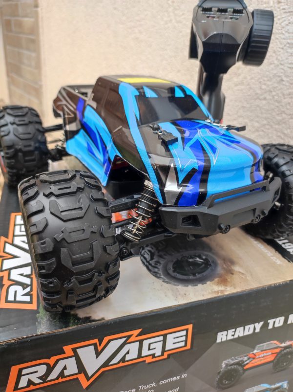 Ravage A RC autó – Kefe nélküli, 45 km/h sebességgel, 1/16 méret, Off-road Terepjáró (kék) - Image 6