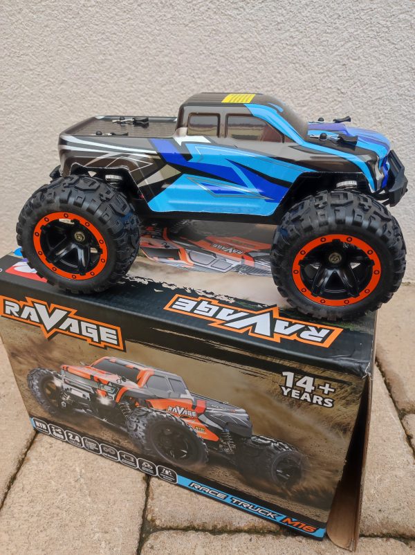 Ravage A RC autó – Kefe nélküli, 45 km/h sebességgel, 1/16 méret, Off-road Terepjáró (kék) - Image 8